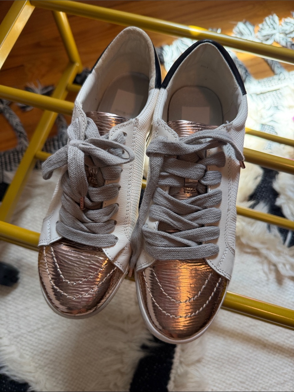 Dolce Vita White Sneakers with Rose Gold Toe Caps